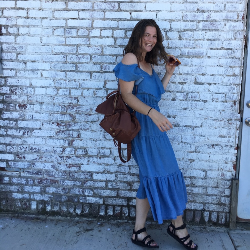 Midi Dress exposed shoulder